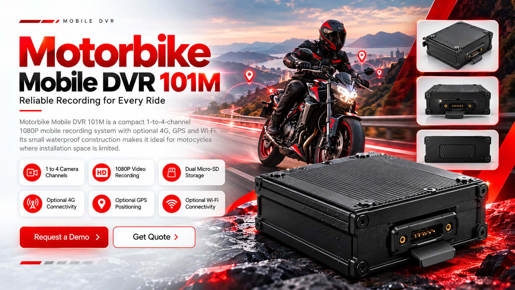 Timeline MotorBike Mobile DVR 101M compact waterproof recorder